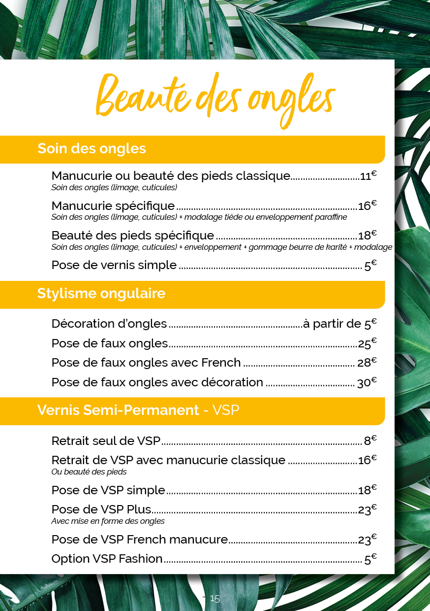 Menu de Soin15 Menu de Soin15