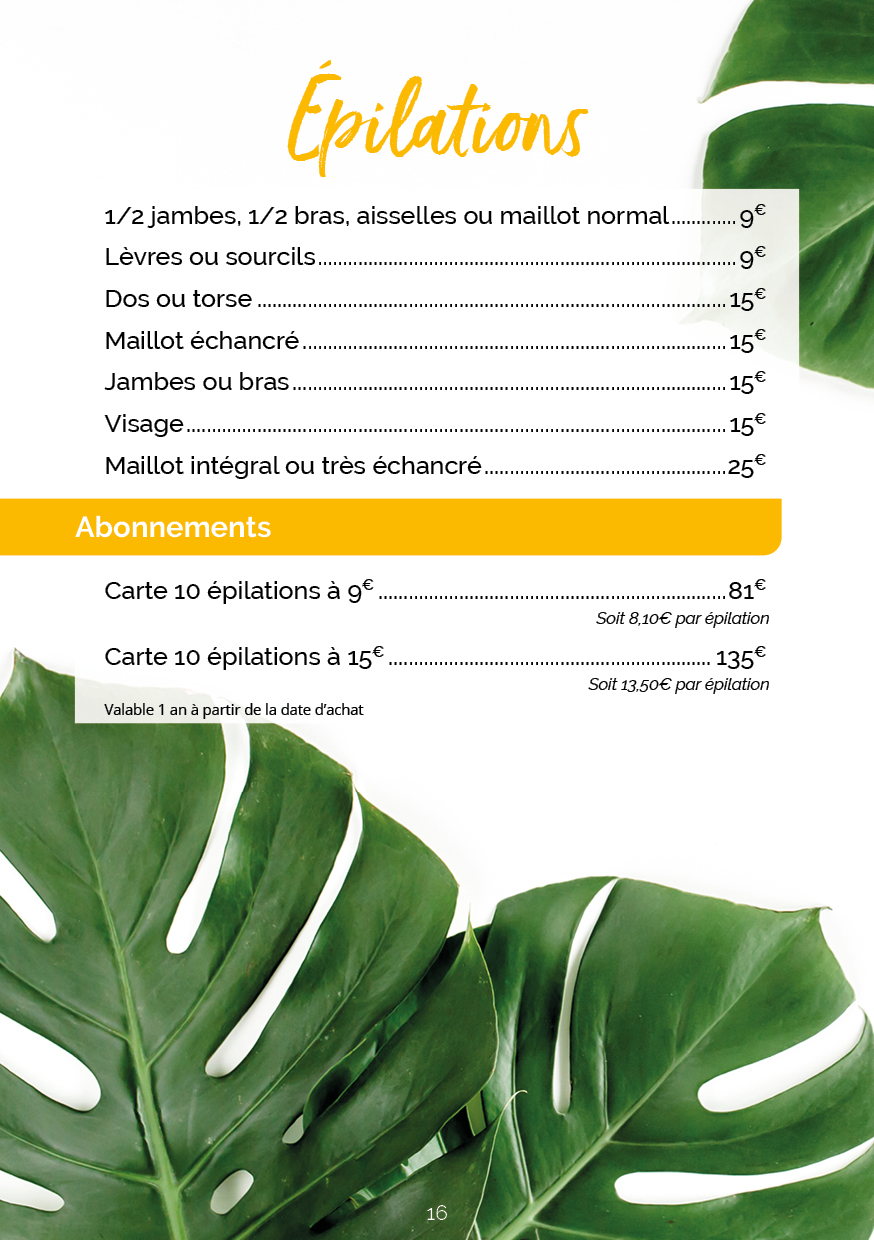 Menu de Soin16 Menu de Soin16