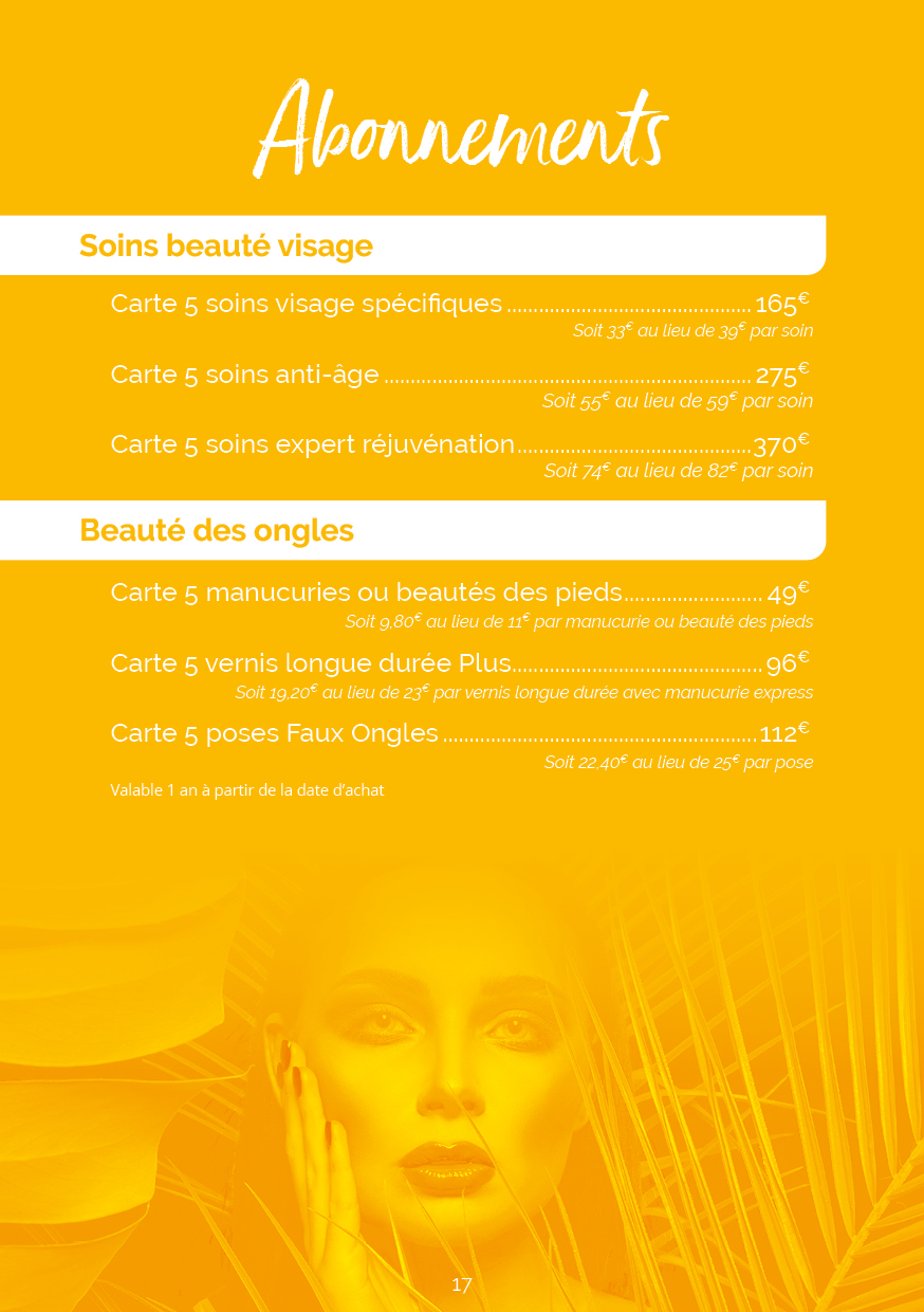 Menu de Soin17 Menu de Soin17