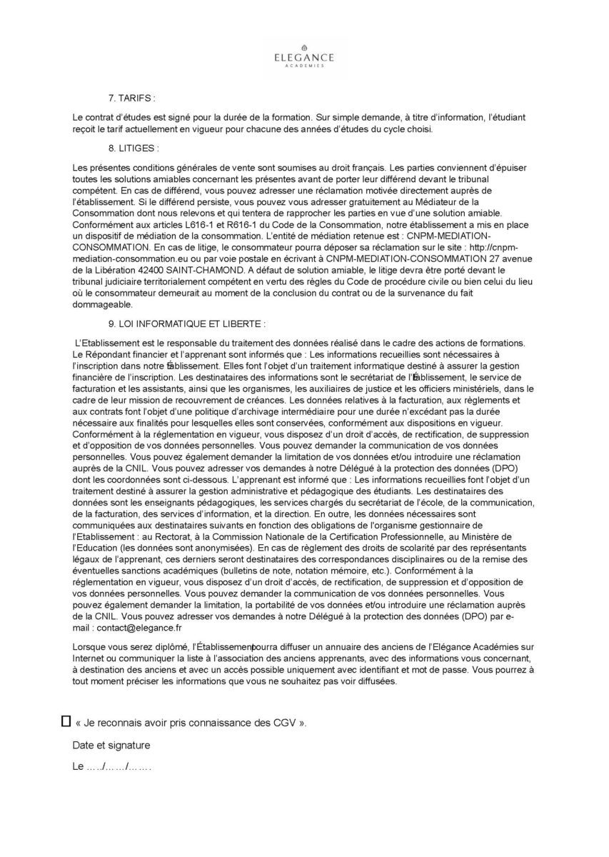 2023 CONDITIONS GENERALES DE VENTE Page 3