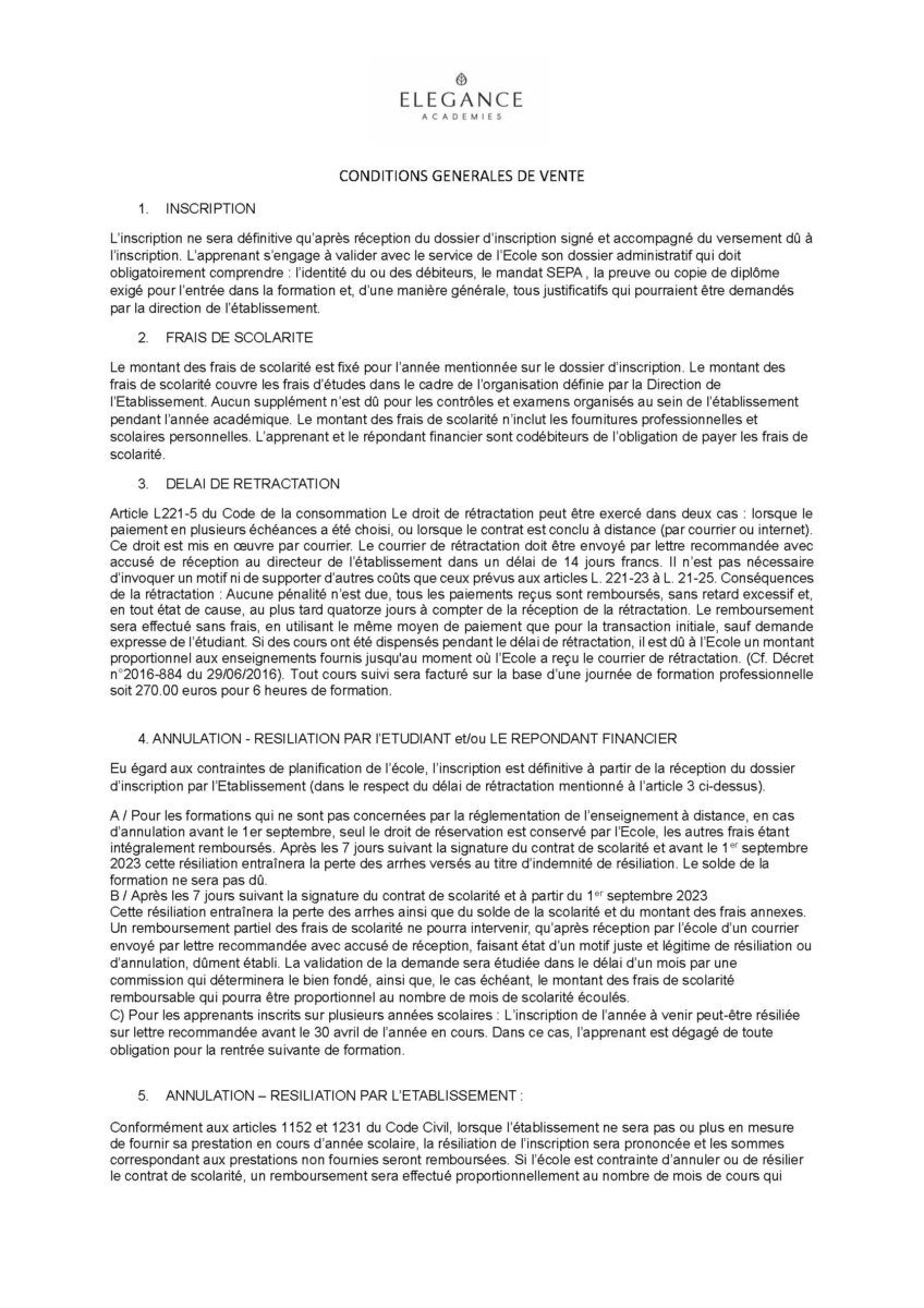 CONDITIONS GENERALES DE VENTE 2024 Page 1