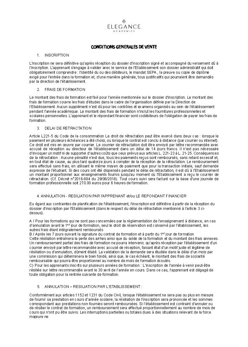 CONDITIONS GENERALES DE VENTE FORMATIONS 2026 Page 1