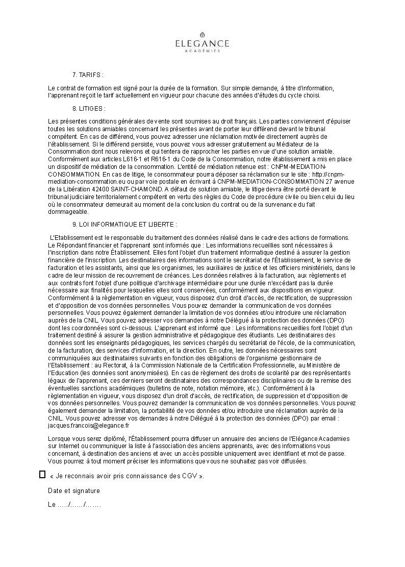 CONDITIONS GENERALES DE VENTE FORMATIONS 2026 Page 3